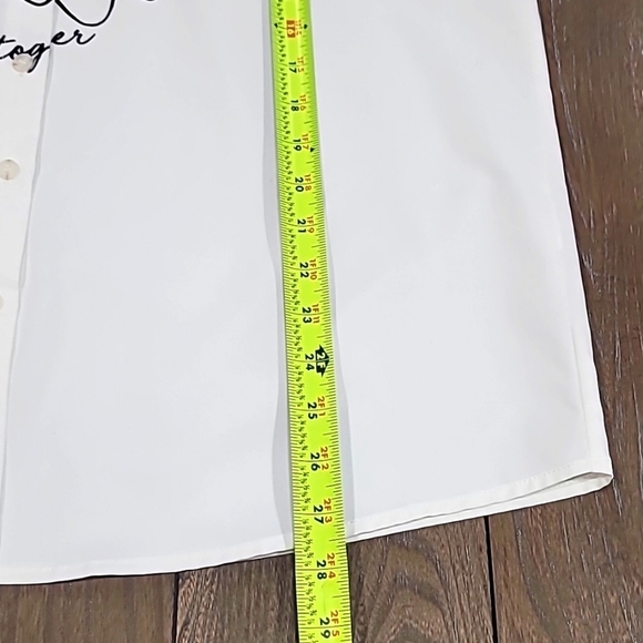 SHEIN Figure & Letter Graphic Drop Shoulder White Button Down Size M - Picture 11 of 12